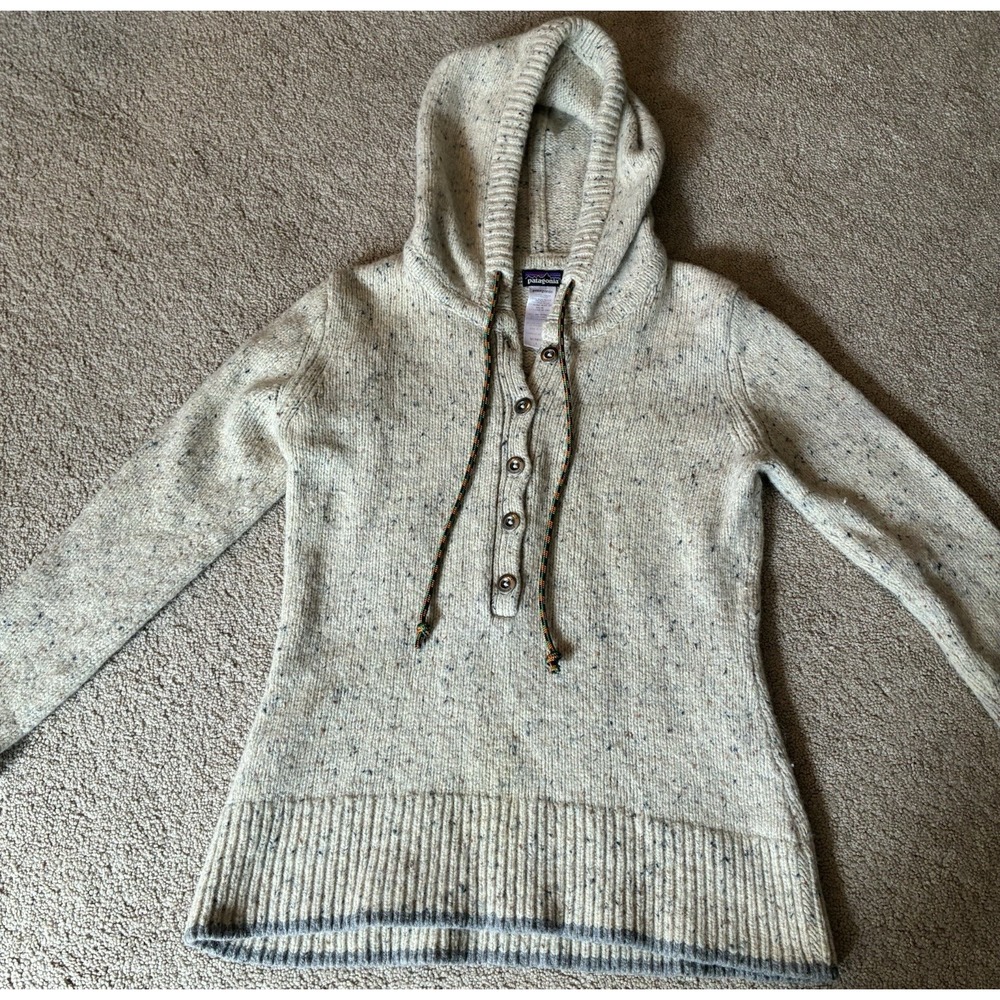 PATAGONIA Women's Ranchito Hoody Sweater Hooded Merino Wool Blend Size L